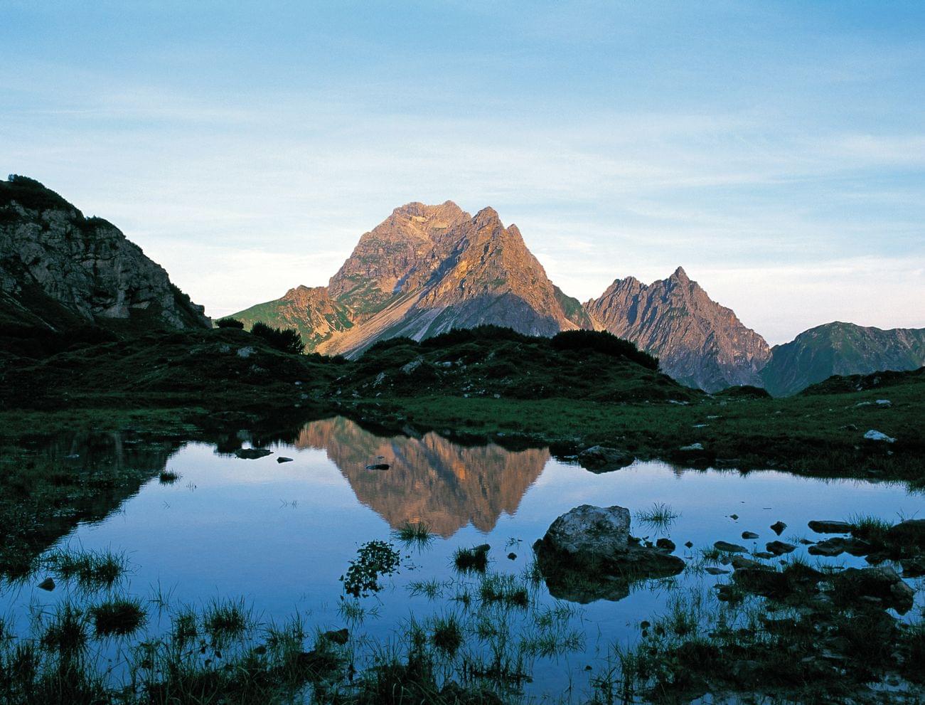 Mountain landscape in the Kleinwalsertal valley